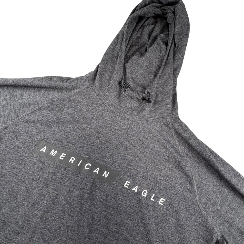 American‎ Eagle Hoodie Mens XL Grey Logo Pullover Raglan 1837904730